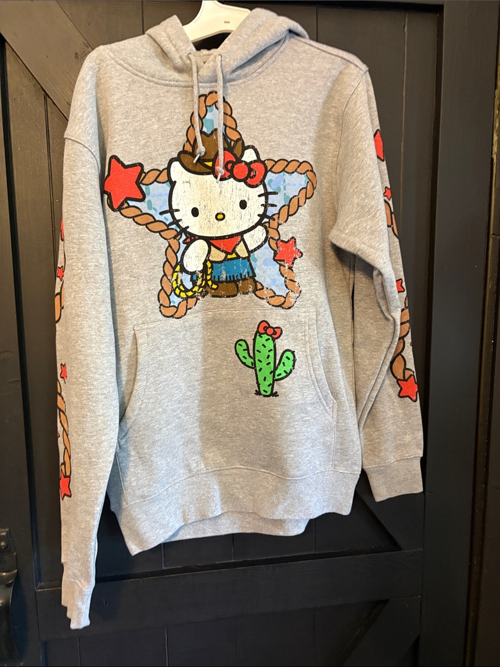 Hello Kitty Grey Hoodie with Red & Green Accents